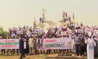 APC Supporters Protest In Abuja, Call On Opposition To Accept Tinubu As ‘President-Elect’